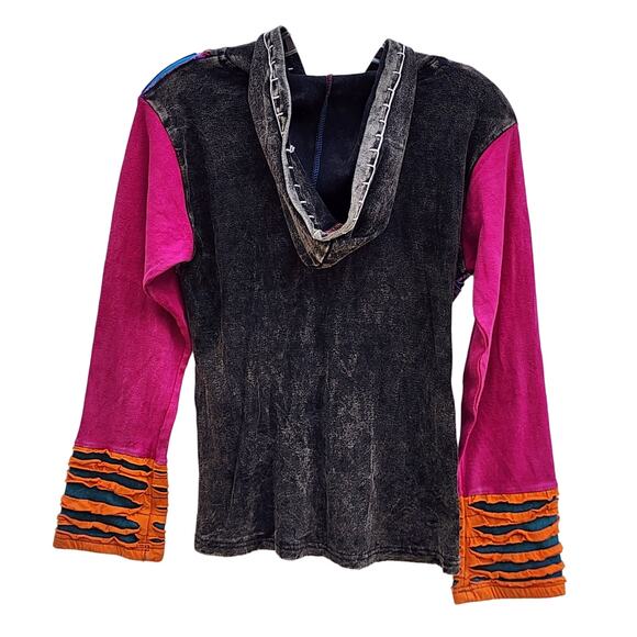 NEW Patchwork Peace Sign Paisley Hippie ZipUp Jacket sz S Festival Boho Cochella - Picture 7 of 8